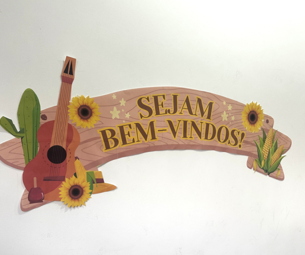 Mural sejam bem-vindos festa junina