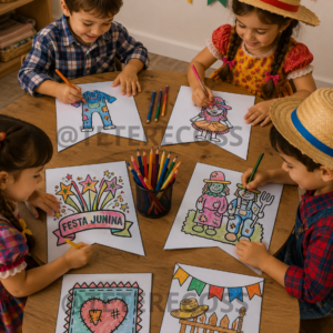 Bandeirinhas para colorir- festa junina