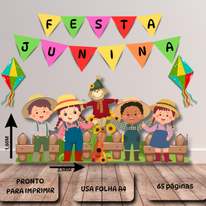 Mural festa junina crianças