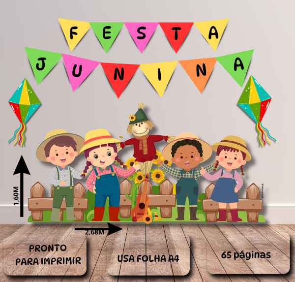 Mural festa junina crianças
