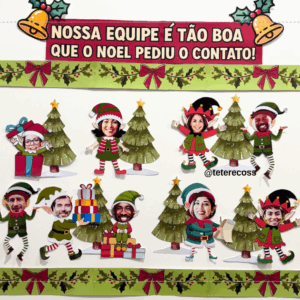 Mural Elfos Natalinos – Personalize com as fotos da sua equipe!