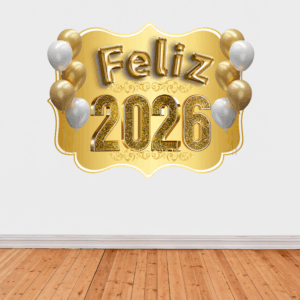 Painel “Feliz 2026” – Luxo Dourado modelo 2
