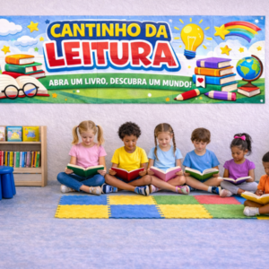 Banner abra um livro - cantinho leitura