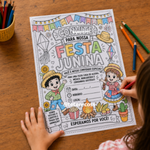 Convite Festa Junina para Colorir