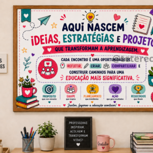 Painel aqui nascem ideias - reuniões ou planejamento