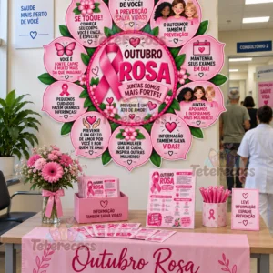 Kit flor Outubro Rosa – Mural + Folder Informativo
