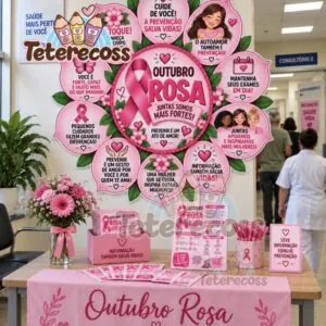 Kit flor Outubro Rosa – Mural + Folder Informativo