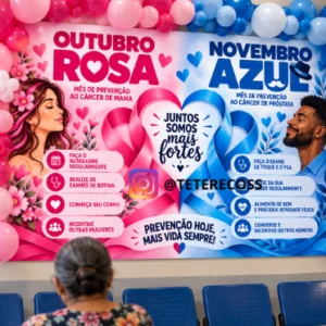 Painel Outubro Rosa e Novembro Azul + Cartões para Lembrancinhas